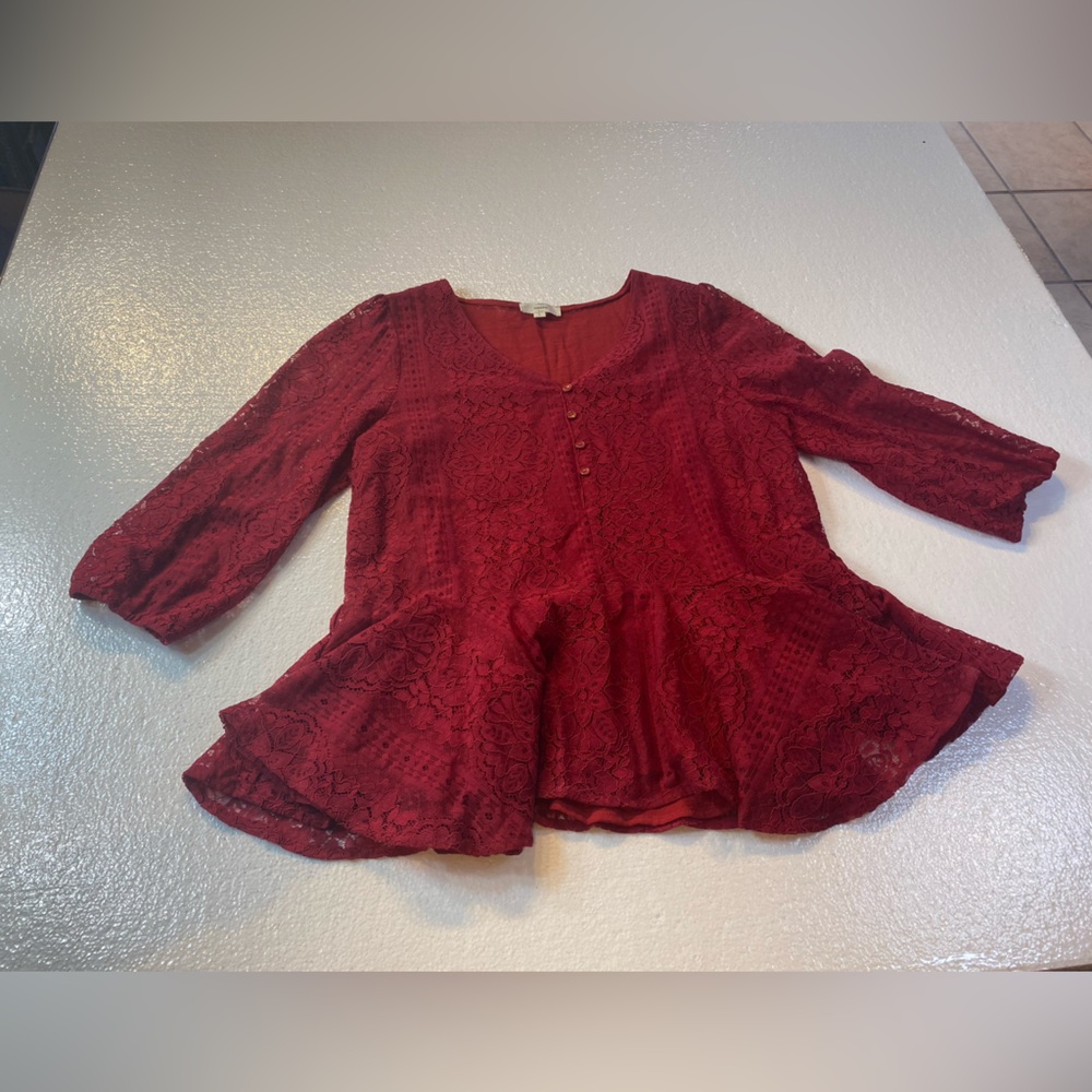 Entro Burgundy Lace Blouse